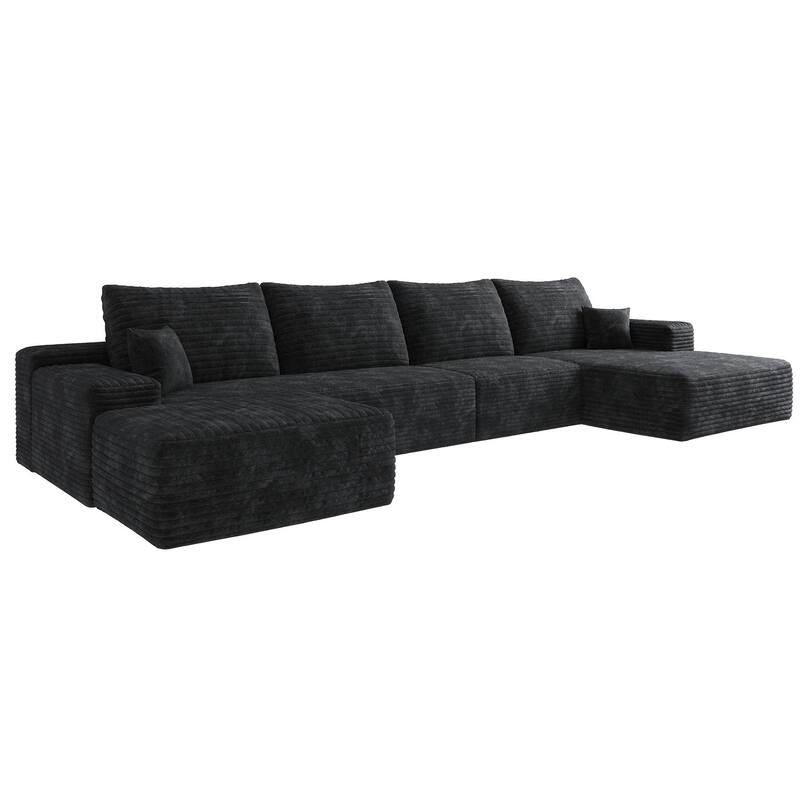 135-in Casual Black 4 -seater Right Reclining Sectional - 8' x 10'