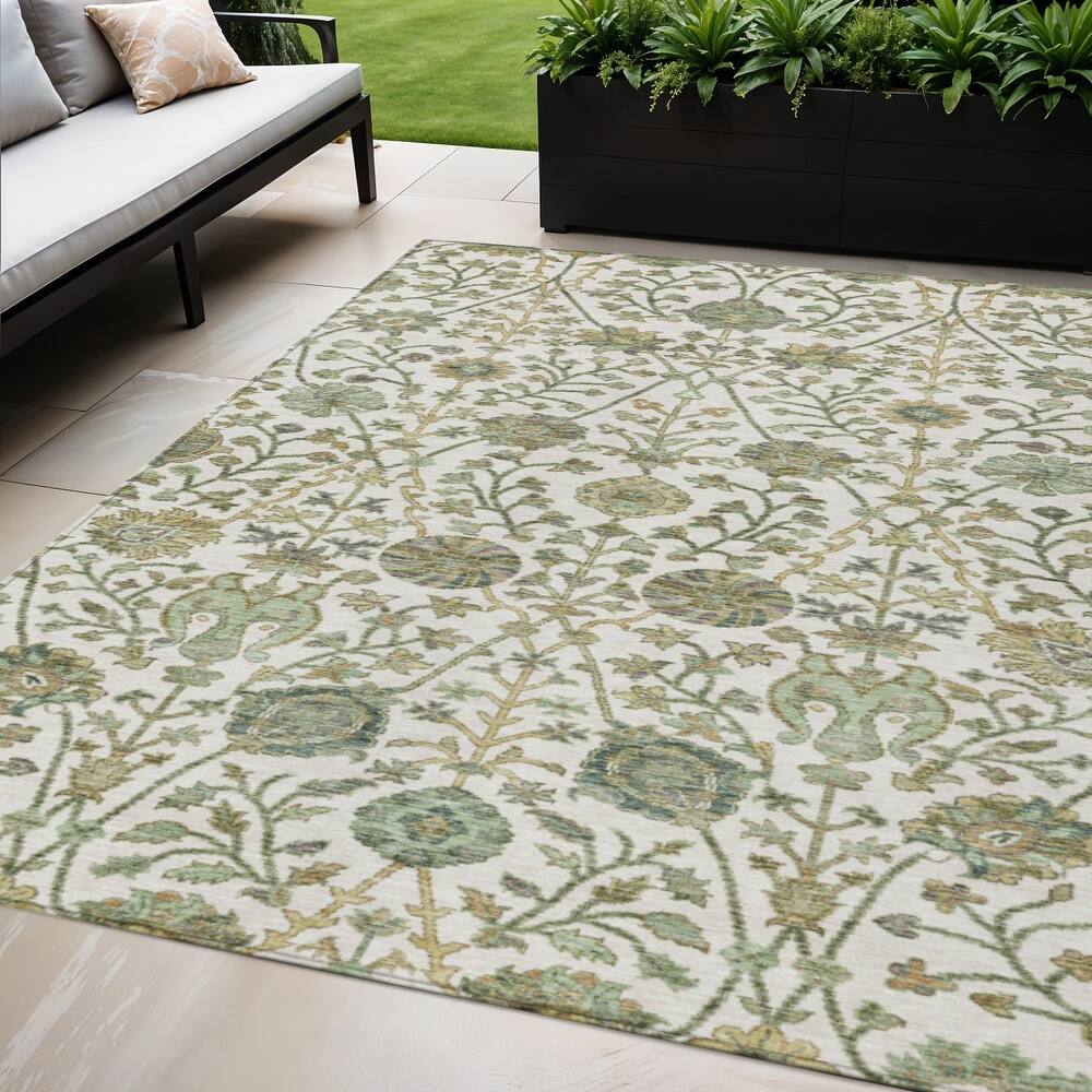 HomeRoots Floral Transitional Rectangle Outdoor Rug