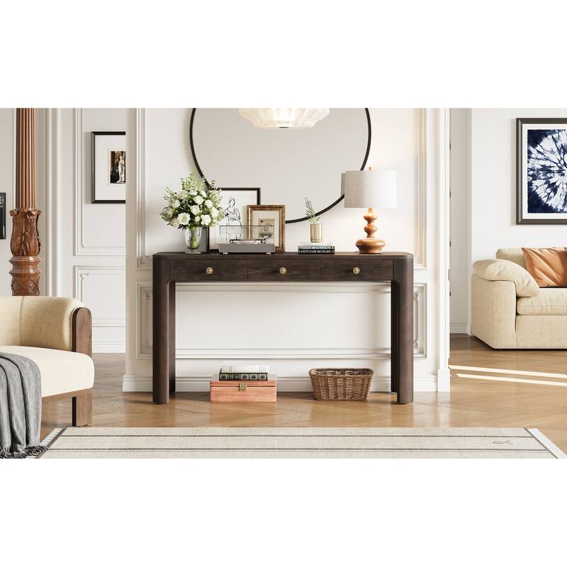 Entryway Table with 3 Concealed Drawers - Espresso