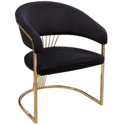 Gold/Black Velvet Upholstered Metal Frame Dining Chair, Sturdy Dining Chair for Dining Rooms - 24.6