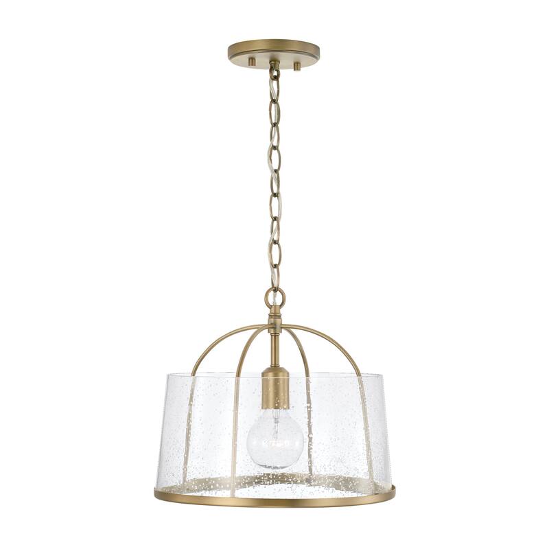 Mason 1-light Convertible Pendant/ Semi-Flush Mount - Aged Brass
