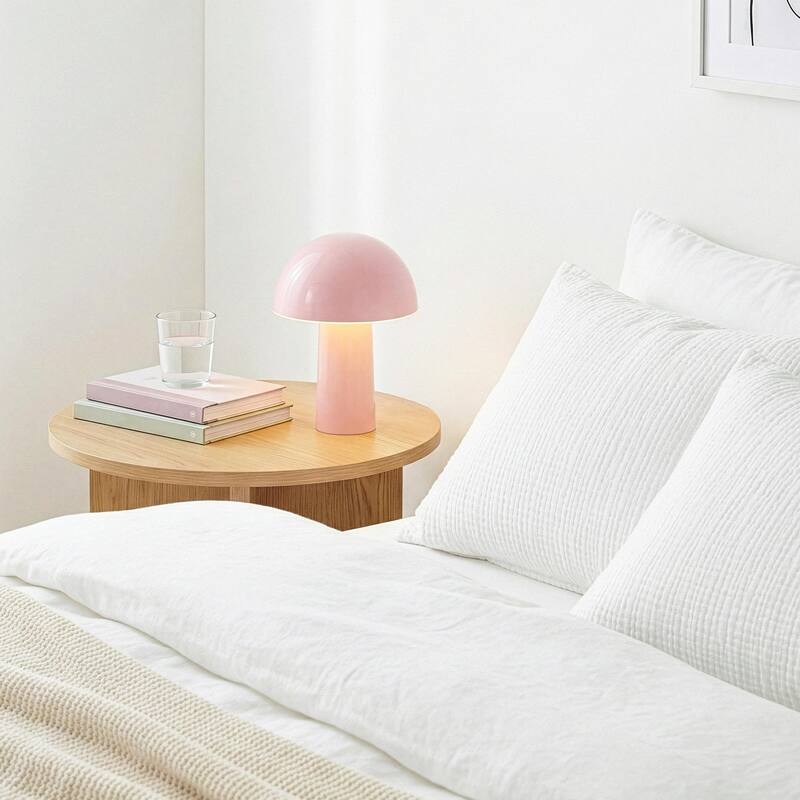 Brightech Celia 10.24 in LED Glossy Modern Round Dome Dimmable Cordless Portable Rechargeable Bedside Nightstand Desk Lamp