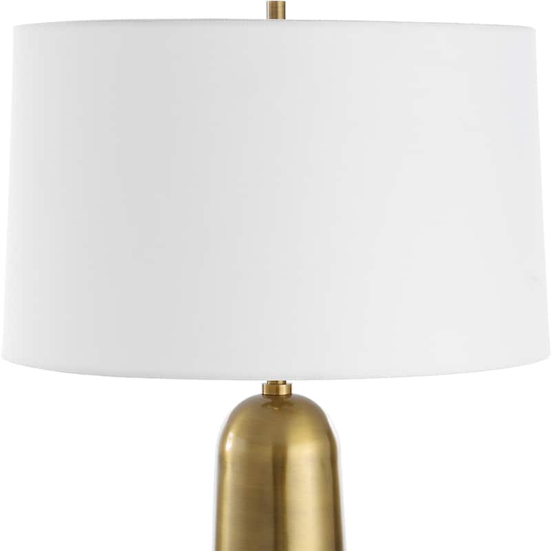 Iron Table Lamp with Tapered Shade - 28" - Antique Brass Finish