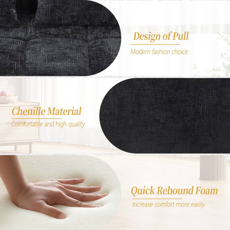 Chenille Loveseat Sofa, Minimalist Modular Sleeper for Living RoomS