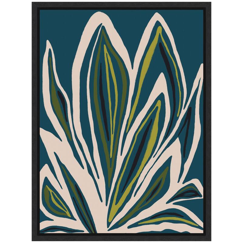 Kate and Laurel Sylvie Blue Flora 1 Framed Canvas by Alicia Bock