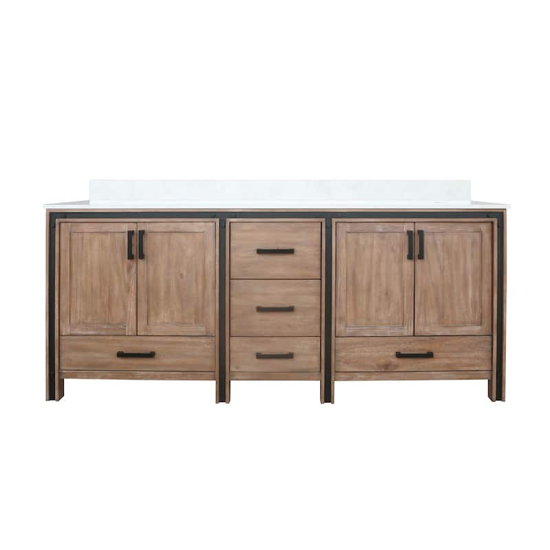 Ziva 80 in W x 22 in D White Double Bath Vanity and White Quartz Top