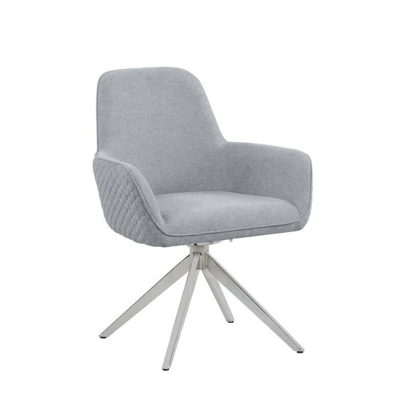 25 Inch Side Armchair, Honeycomb Tufted Design, Strong 5 Legged Chrome Base