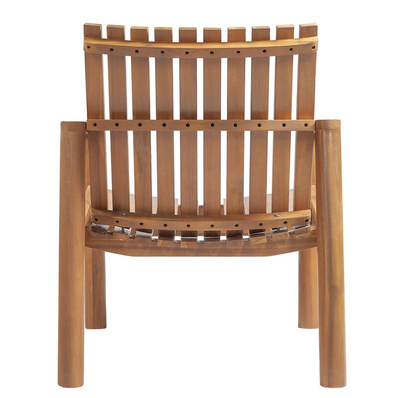 Christopher Knight Home - Solid Acacia Wood Outdoor Lounge Chair with Arms and Slatted Back