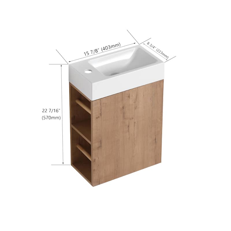 BNK 16/18 Inch Single Sink Bathroom Vanity with Soft Close Door