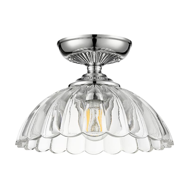 Golden Lighting Audra 1-light 12in Semi-Flush Mount in Chrome - Pewter - 1-Light Semi-flush