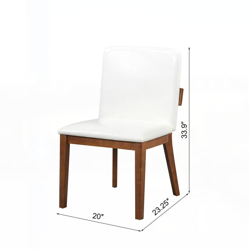 White Glossy PU Leather Upholstered Dining Chairs Set of 2