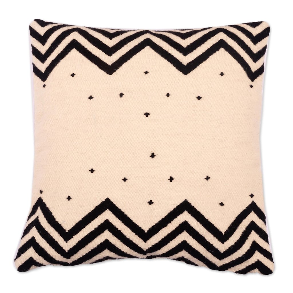 Novica Handmade Andes Minimalism Wool Cushion Cover