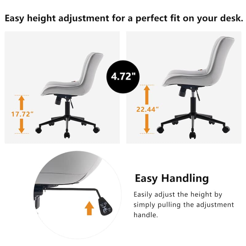 Ergonomic Office Chair Swivel Armless Desk Chair with Wheels