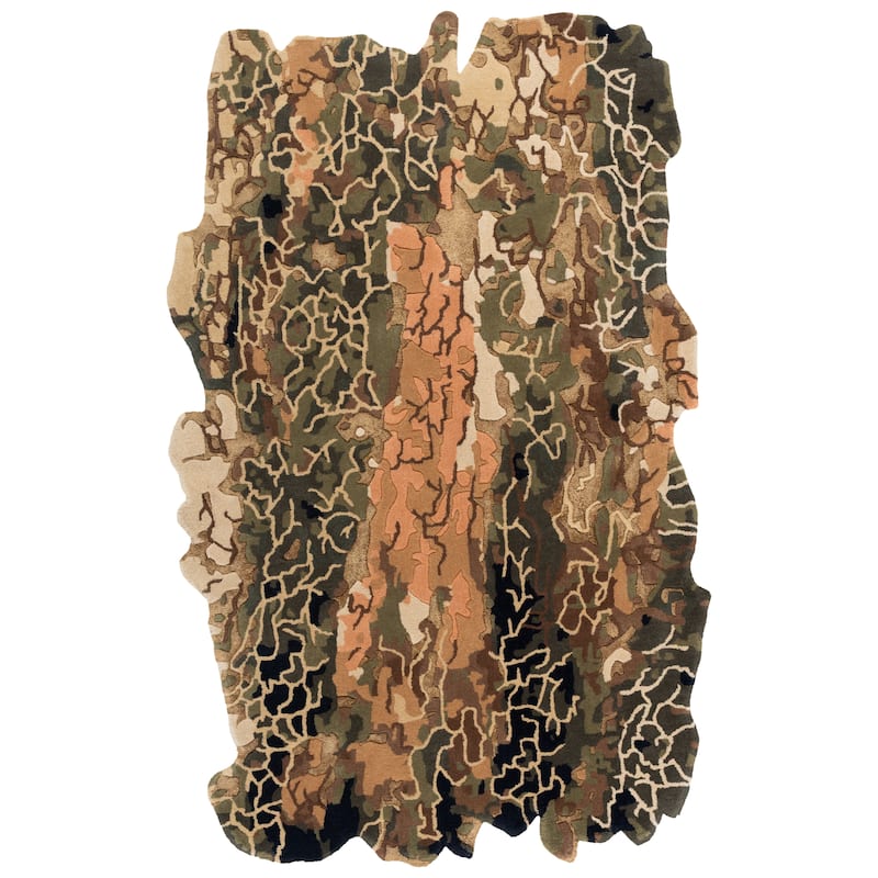 SAFAVIEH Handmade Fifth Avenue Ellory Abstract Wool Rug - Green/Gold - 4' x 6'