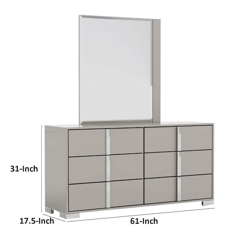 Suni Wide Dresser, Light Taupe Wood with UV Finish, 6 Drawers