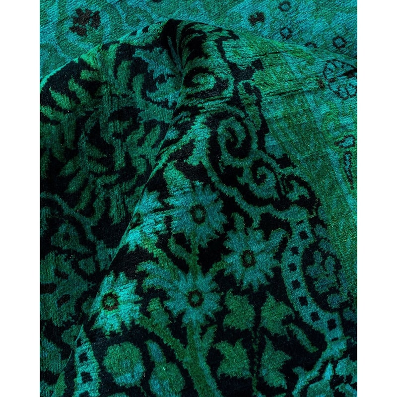 Overton Hand Knotted Wool Vintage Inspired Modern Contemporary Overdyed Blue Area Rug - 8' 1" x 9' 0"