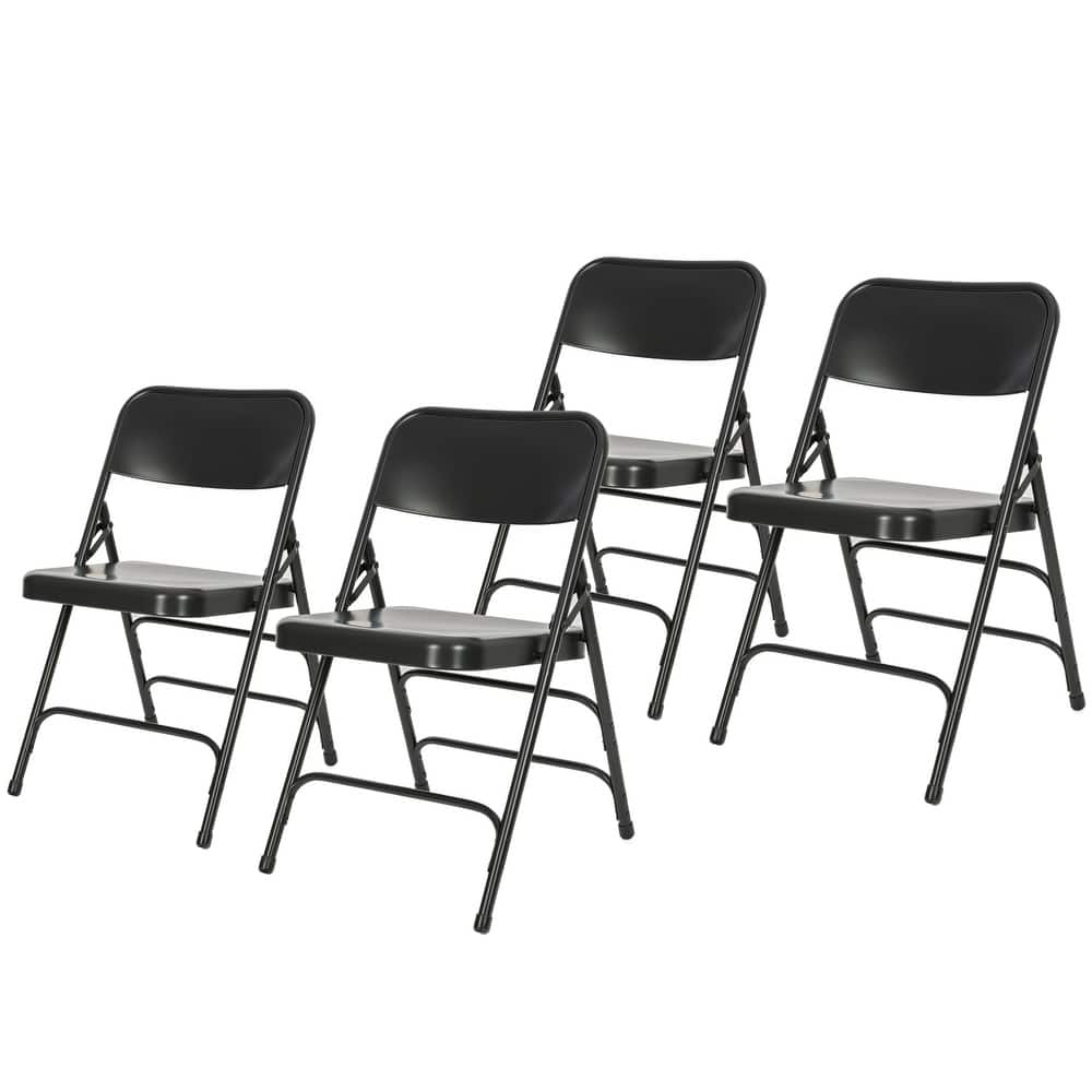 Hampden Furnishings Bernadine Collection All Metal Triple Brace Folding Chair, Pack of 4