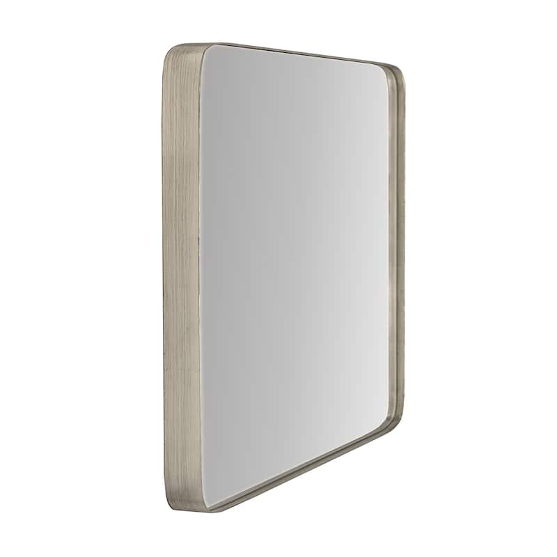 Frame My Mirror Nickel Rounded Corner Mirror, Highland Design - 24" x 36"