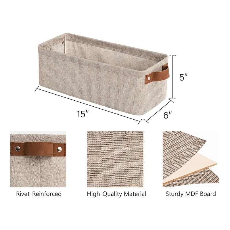 2-Pack Narrow Fabric Storage Bins, Small Basket for Closet and Shelves - 15"L x 6"W x 5"H