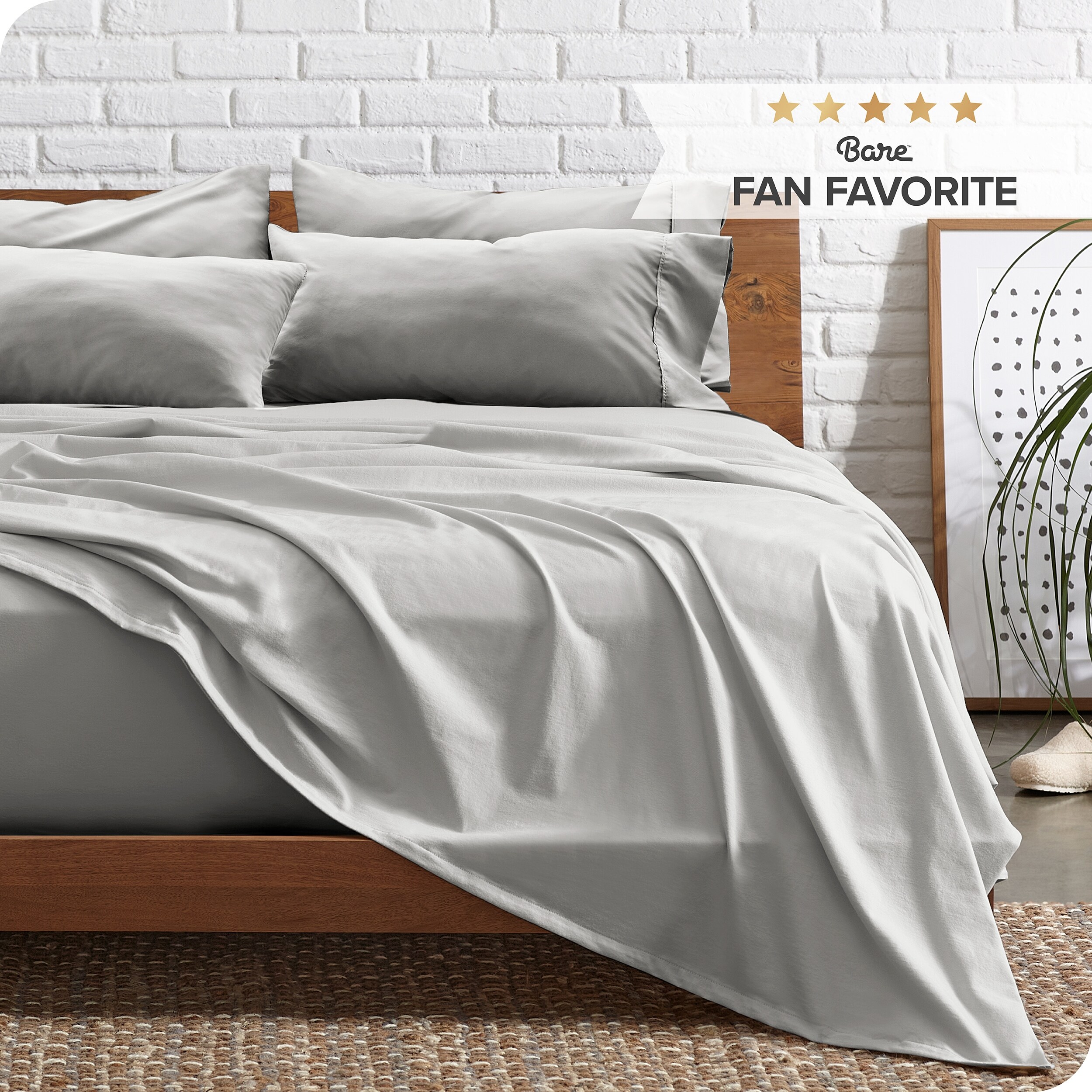 Bare Home Microfiber Deep Pocket Sheet Set - Split King - Light Blue