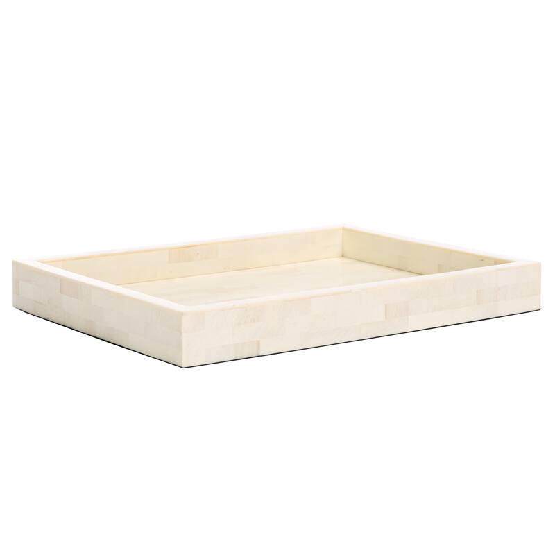 SAFAVIEH Home Sabi Antique Ivory/Faux Bone Resin 14.2"W x 10"D x 1.5"H Rectangle Tray