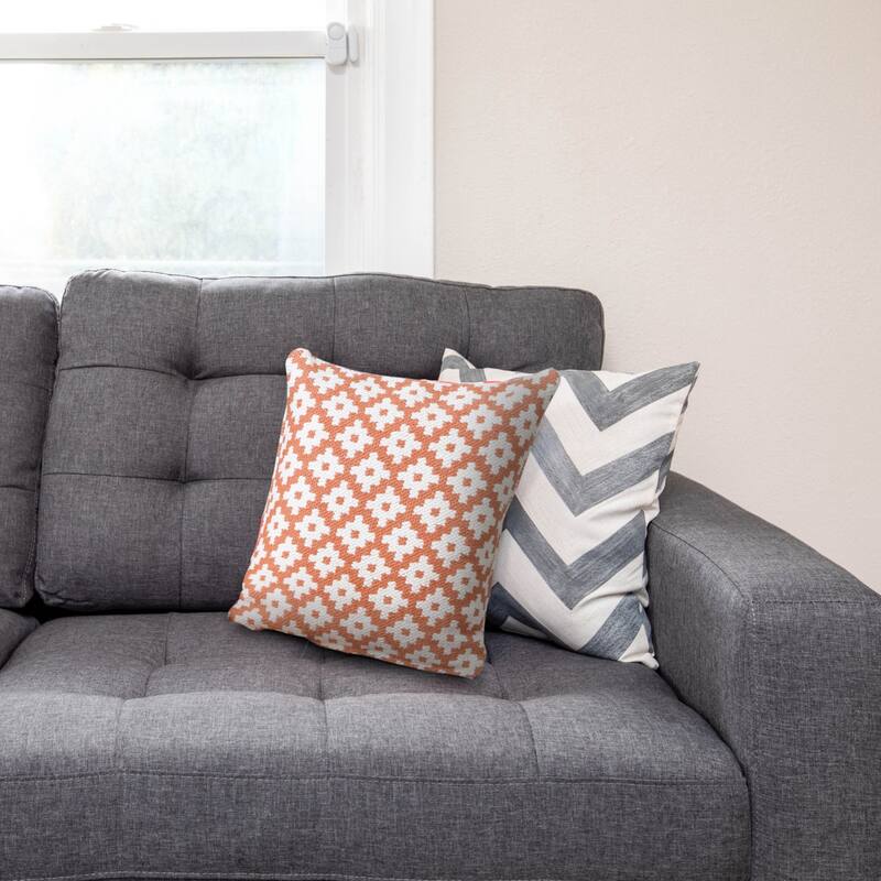 Geometric Reversible Square Throw Pillow Covers - 20" - Orange and White - Set of 4