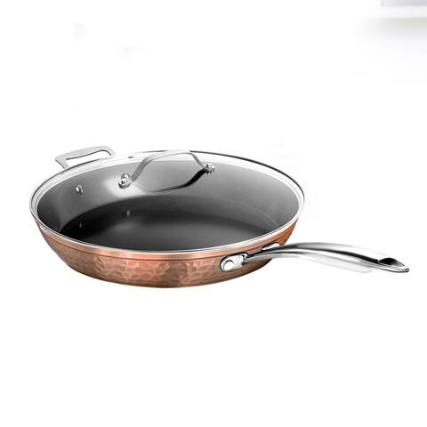 Orgreenic Hammered Rose 14" fry pan with Lid