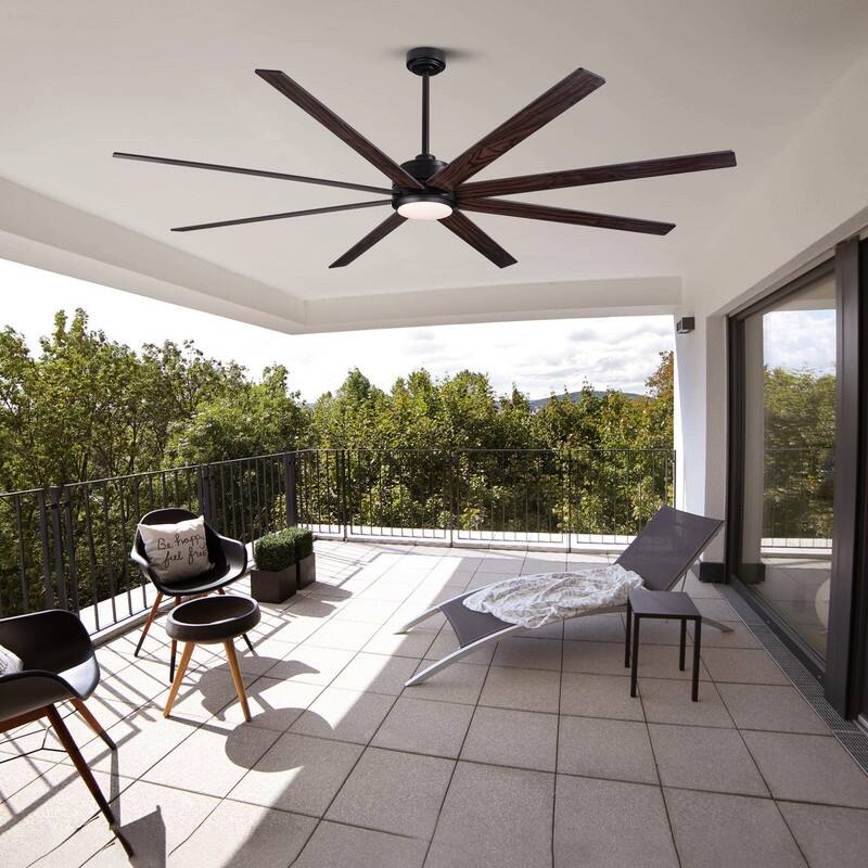 84" Ceiling Fan with Light Black Indoor/Outdoor Ceiling Fan for Living Room Large Dimmable Ceiling Fan with Remote APP Control