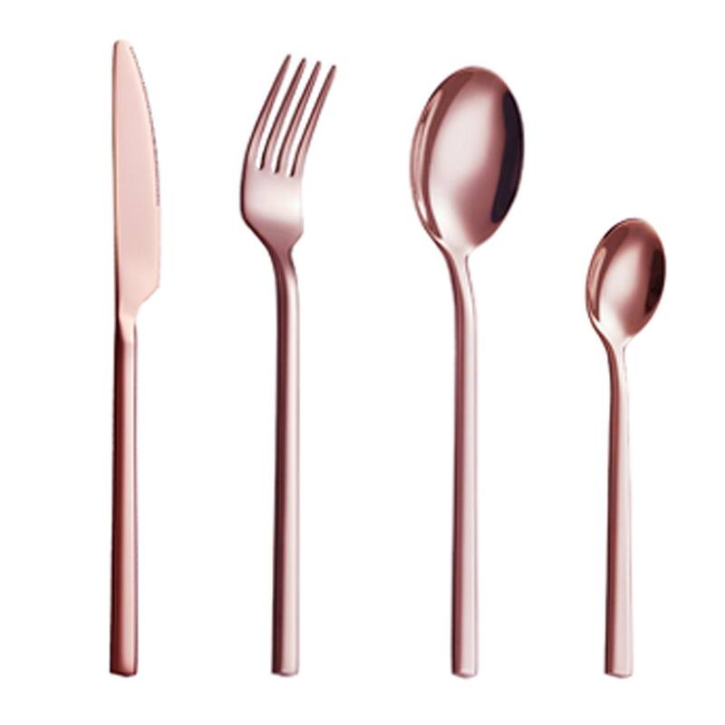 Velaze Epsilon 18/10 Silverware Flatware Set (Service for 6) - 24 Piece - Rose Gold