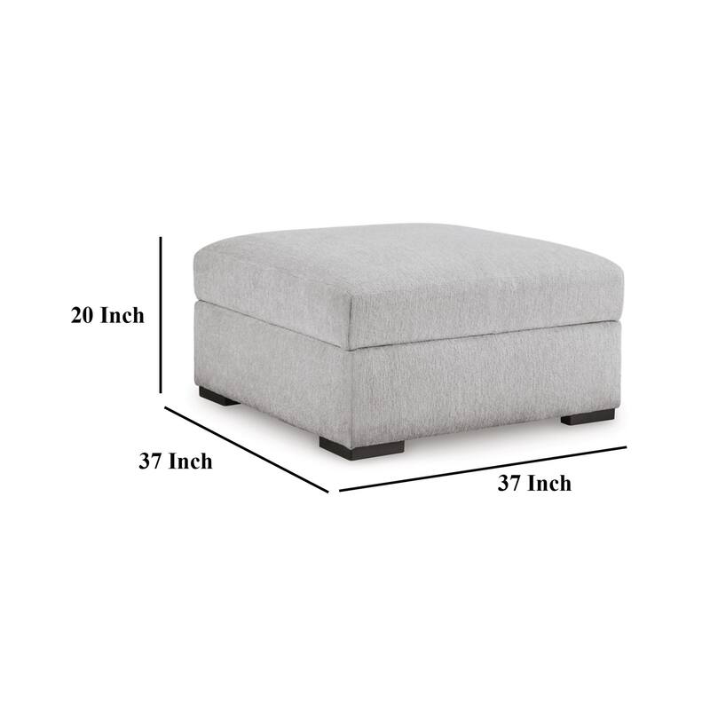 Gaby Low Profile Ottoman with Storage, Locking Wheels, Gray 37 Inch