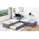 preview thumbnail 4 of 14, L-Shaped Upholstered Twin Platform Bed with Trundle, 2-Drawers, Built-in Desk, Convertible Design, Solid Wood Frame, Grey