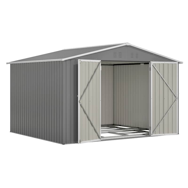 GDFStudio - Evelyn Spacious Outdoor Waterproof Tool Storage Shed with Durable Metal Frame