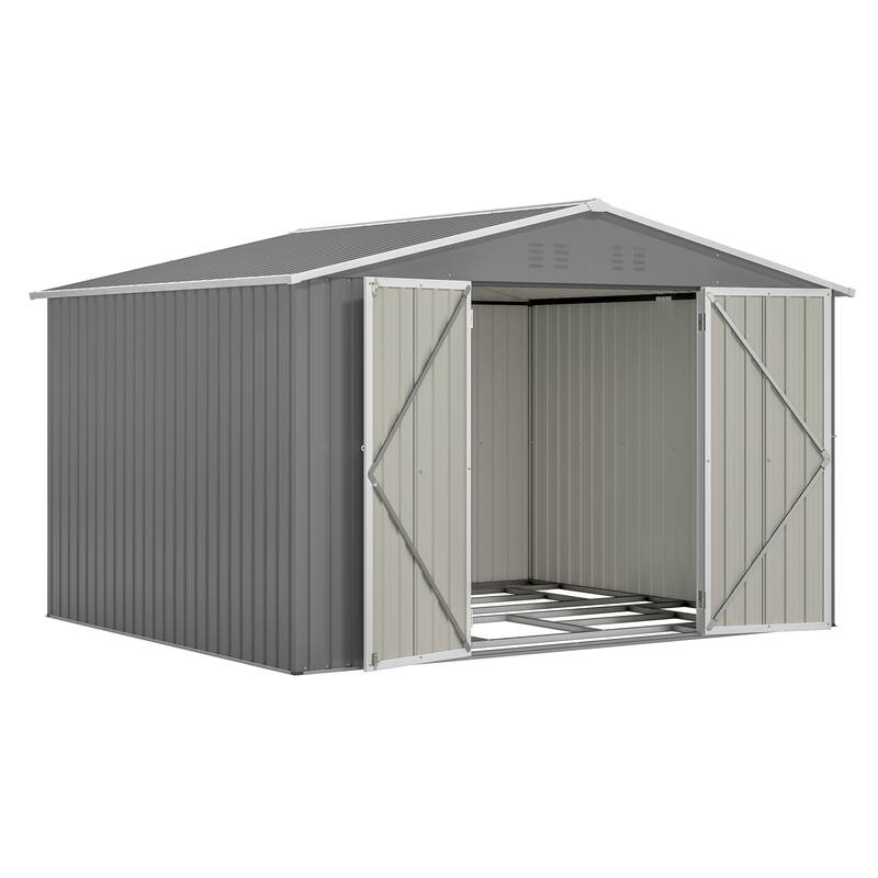 Rust-resistant Metal Garden Shed with Hinge Door and Padlock Outdoor Storage Shed Tool Shed, Integrated Vents, Water-proof