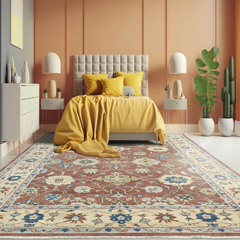 Hand Knotted Turkish Oushak Brown Wool Traditional Oriental Area Rug