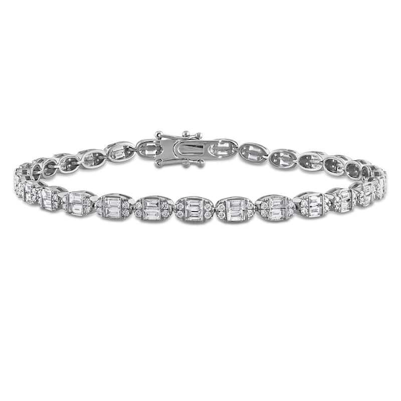 Miadora 14k White Gold Diamond Tennis Bracelet 1 1/3 to 6 1/10ct TDW - 2.76 Carats