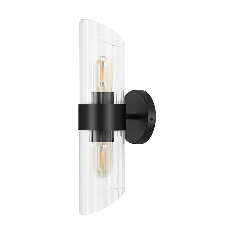 SAFAVIEH Lighting Eytan 2-light 6-inch Glass Wall Sconce with Bulbs (Set of 2) - 6.3 in. W x 4.8 in. D x 16.5 in. H