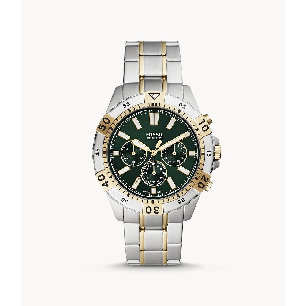 gold and silver fossil watch men's
