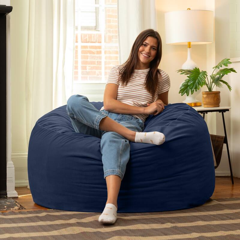 Jaxx Saxx 4ft - Large Round Bean Bag for Adults - Lush Velvet