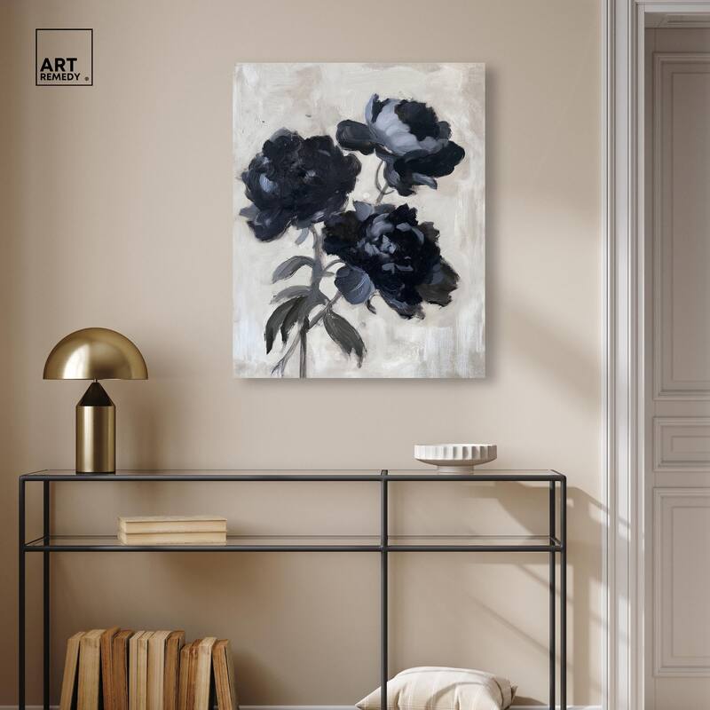 Peonies in Shadow Canvas by Art Remedy, Gallery Wrapped