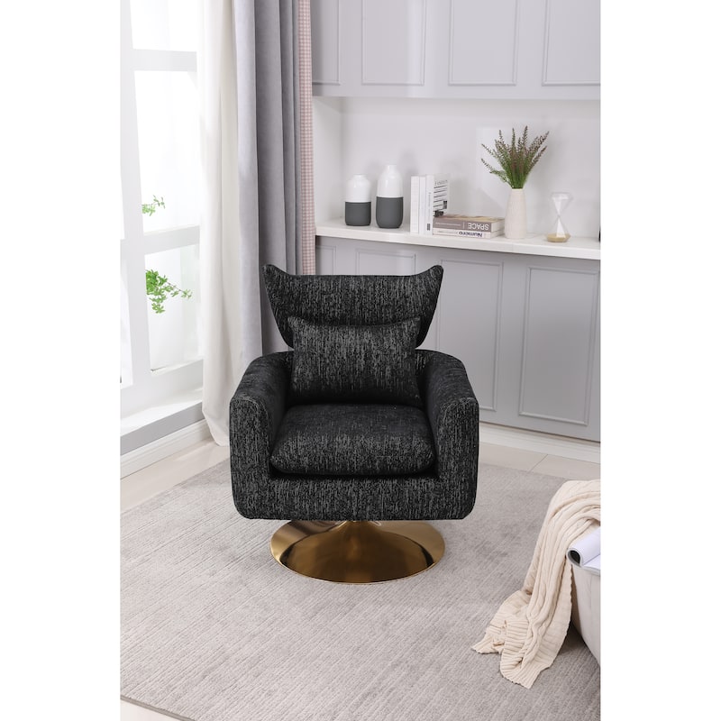 Black 29.9" Swivel Accent Chair with Pillow