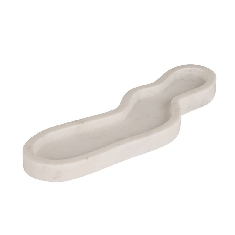 Marble Cracker Dish - 12" L x 3.75" W - White