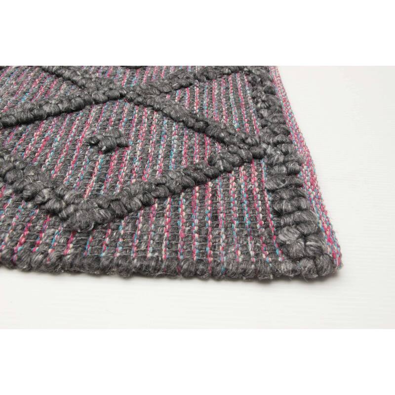 ECARPETGALLERY Braid weave Sienna Grey Wool Rug - 5'0 x 8'2