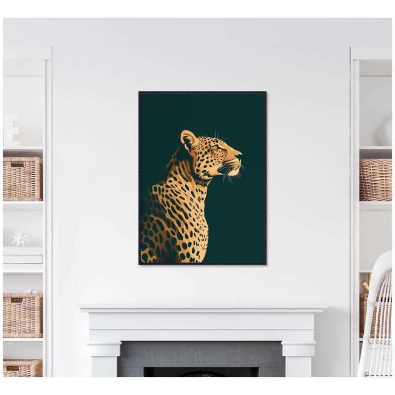 Kate and Laurel Emerald Gilded Cheetah by The Creative Bunch Studio Framed Canvas Wall Art Print