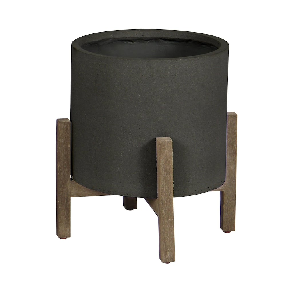 Bailey Small Round Standing Pot, Black Stone