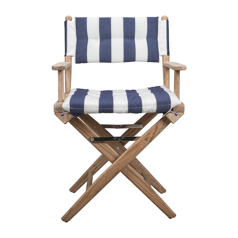 Solid Teak Director's Chair with Cushion Seat Covers - Sanded Finish