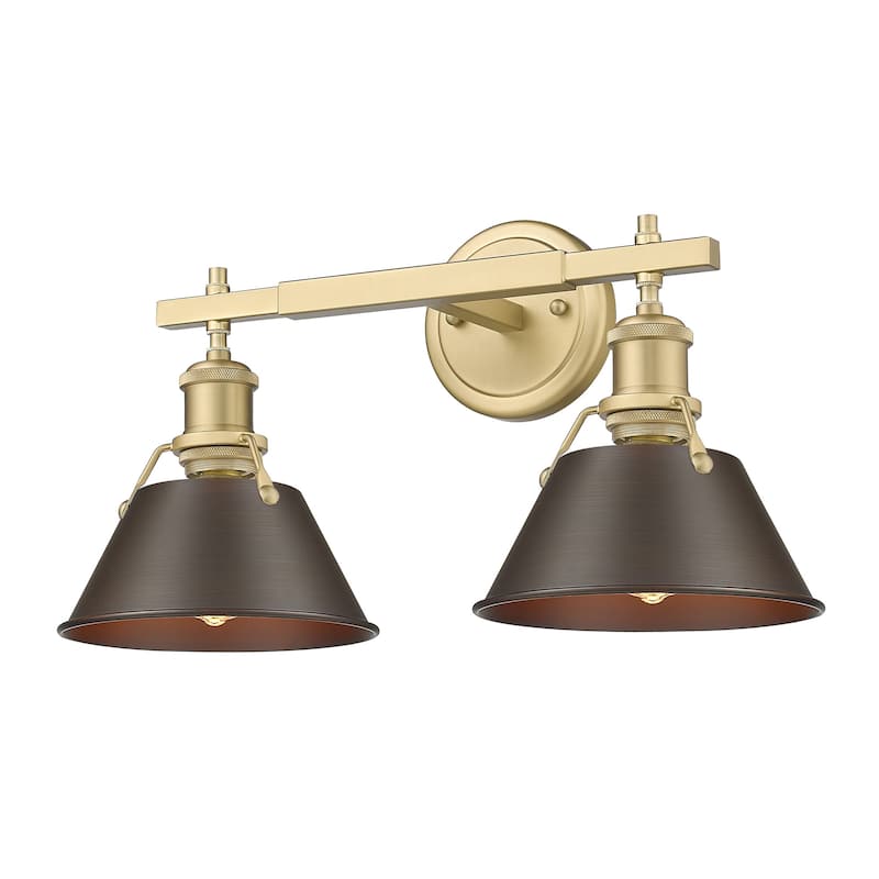 Orwell 2-Light Vanity Light in Brushed Champagne Bronze with Rubbed Bronze - Gold