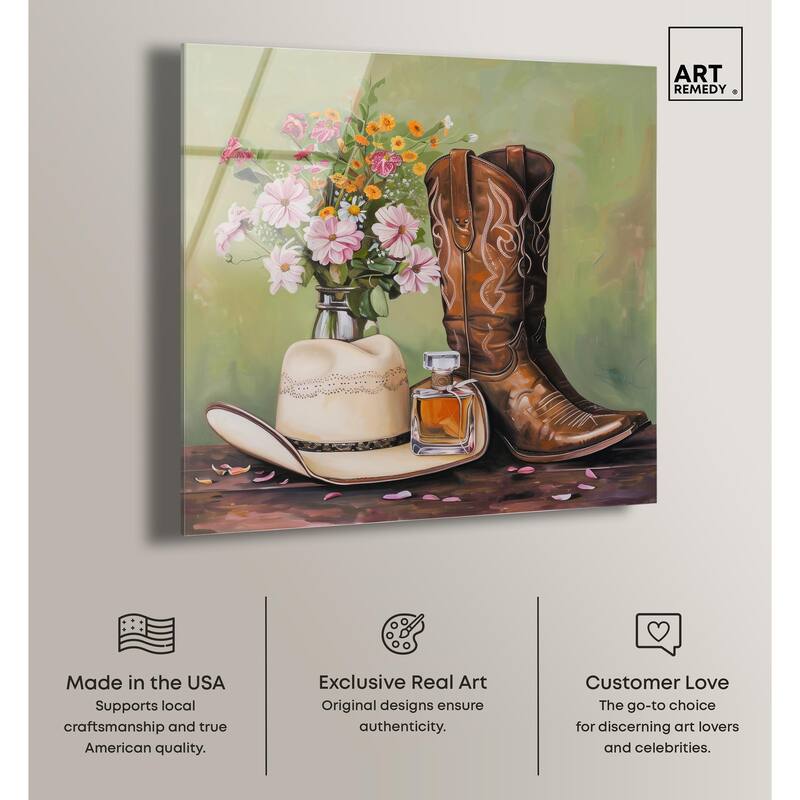 Spring Green Cowboy Necessities Acrylic by Art Remedy, Ready to Hang