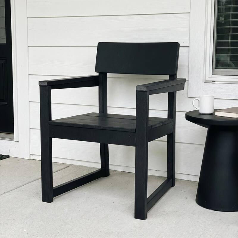 HDPE Outdoor Dining Armchairs, All-Weather Patio Chairs with Backrest & Armrests for Backyard, Deck, Porch, Garden