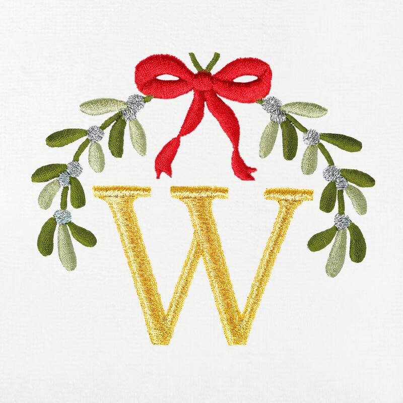 Authentic Hotel and Spa Christmas MISTLETOE MONOGRAM Embroidered Luxury 100% Turkish Cotton Hand Towels Set of 2