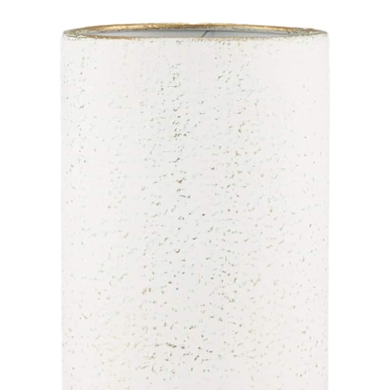 16" Off White And Gold Metal Cylinder Table Vase - 6.69